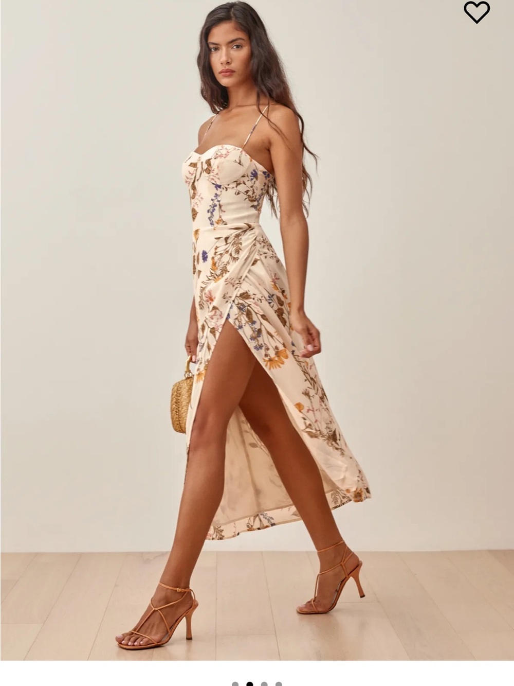 Reformation Cream Floral Maxi Dress with Side Slit